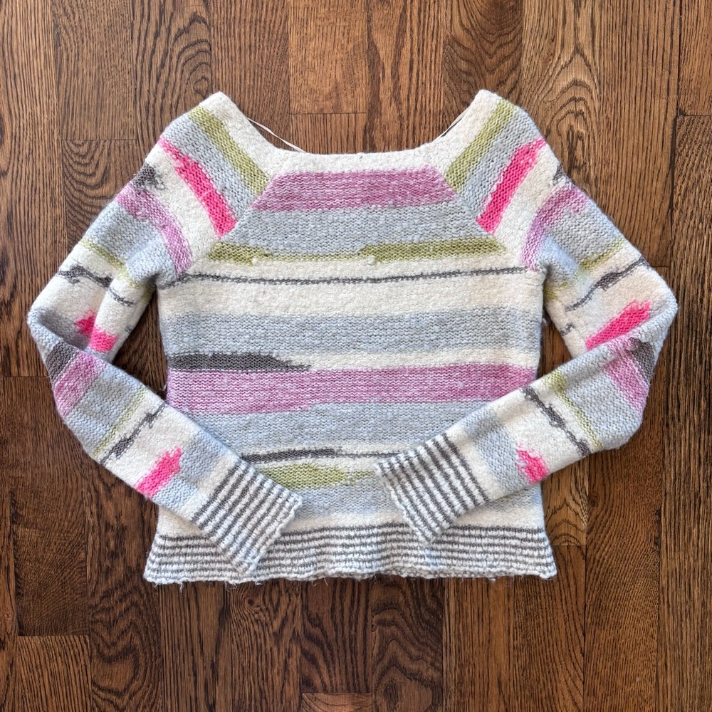 Free People Cream Striped Crewneck | Women’s Small - Picture 5 of 5